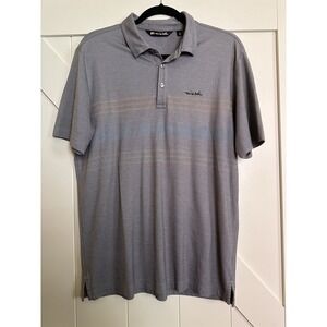 Travis Mathew Performance Polo‎ Shirt Large Grey Striped